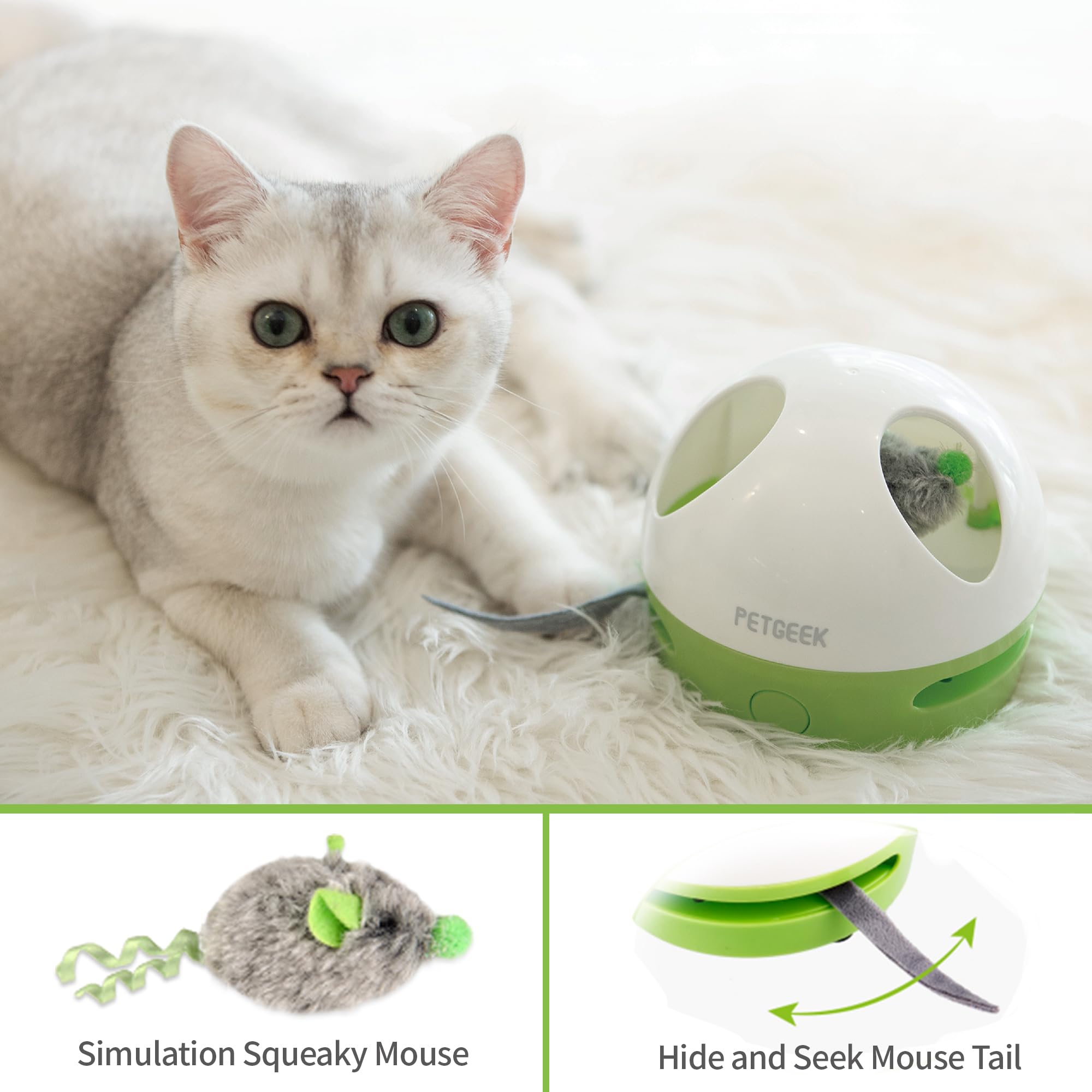 PETGEEK Hidey Mouse ABS-durable body withstands playful pounces