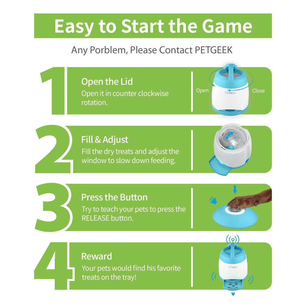 PETGEEK remote controller with buttons enables easy start and training sessions
