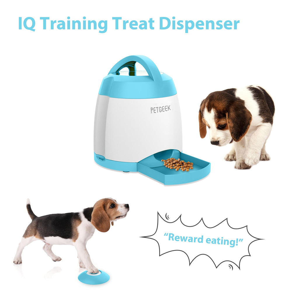 Petgeek treat-dispensing tray close-up showing refill access.