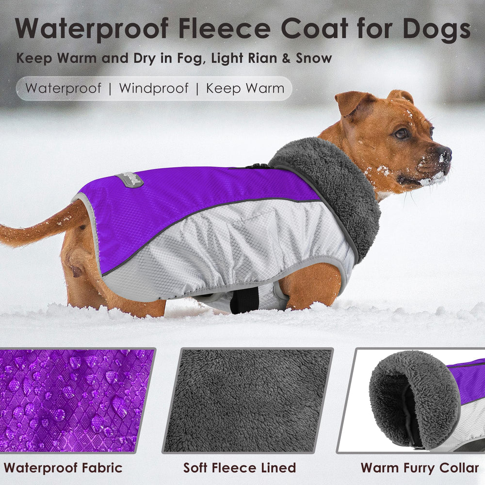 Petglad dog coat back view with leash hole purple XL for easy walks