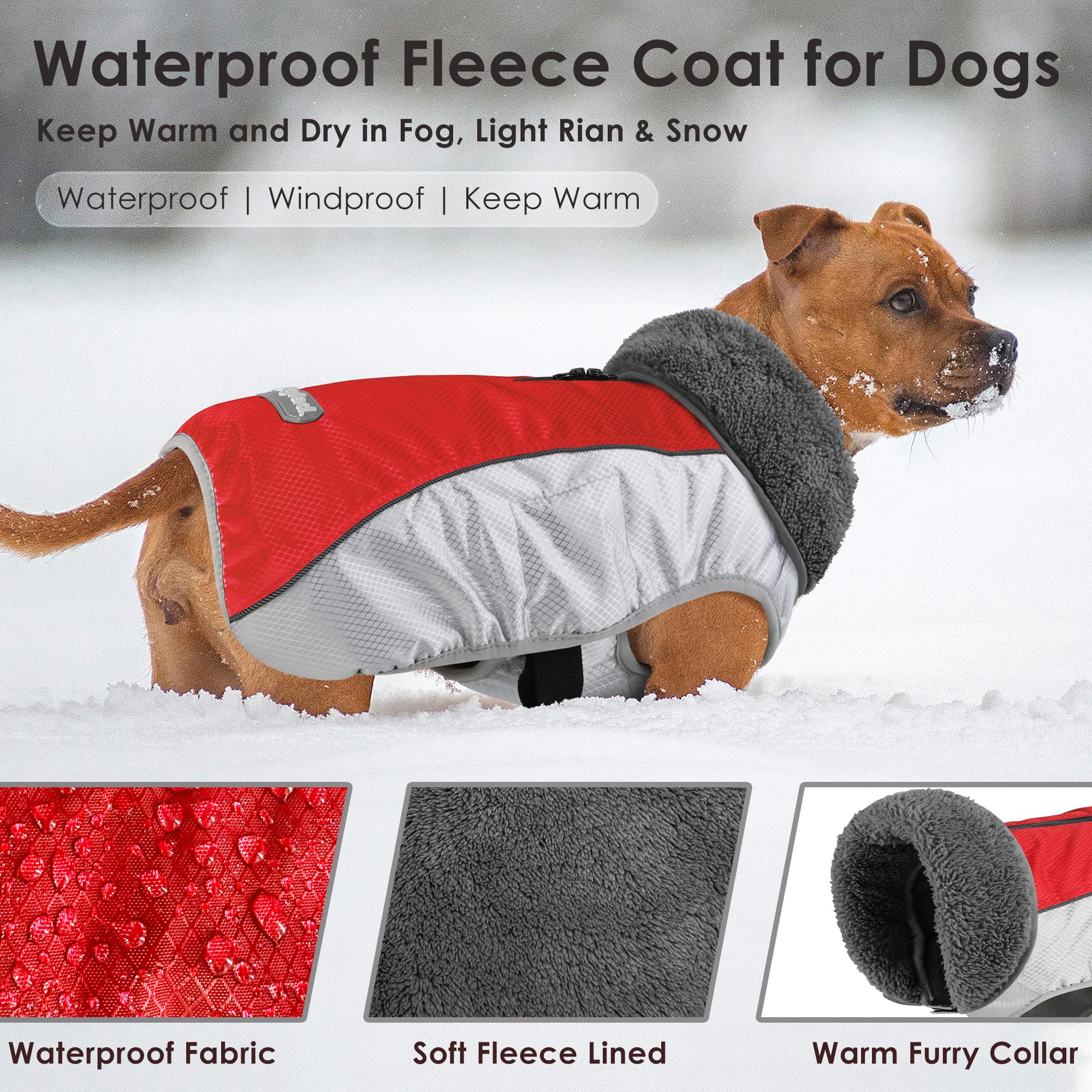 Petglad dog coat with back leash hole for easy harness attachment