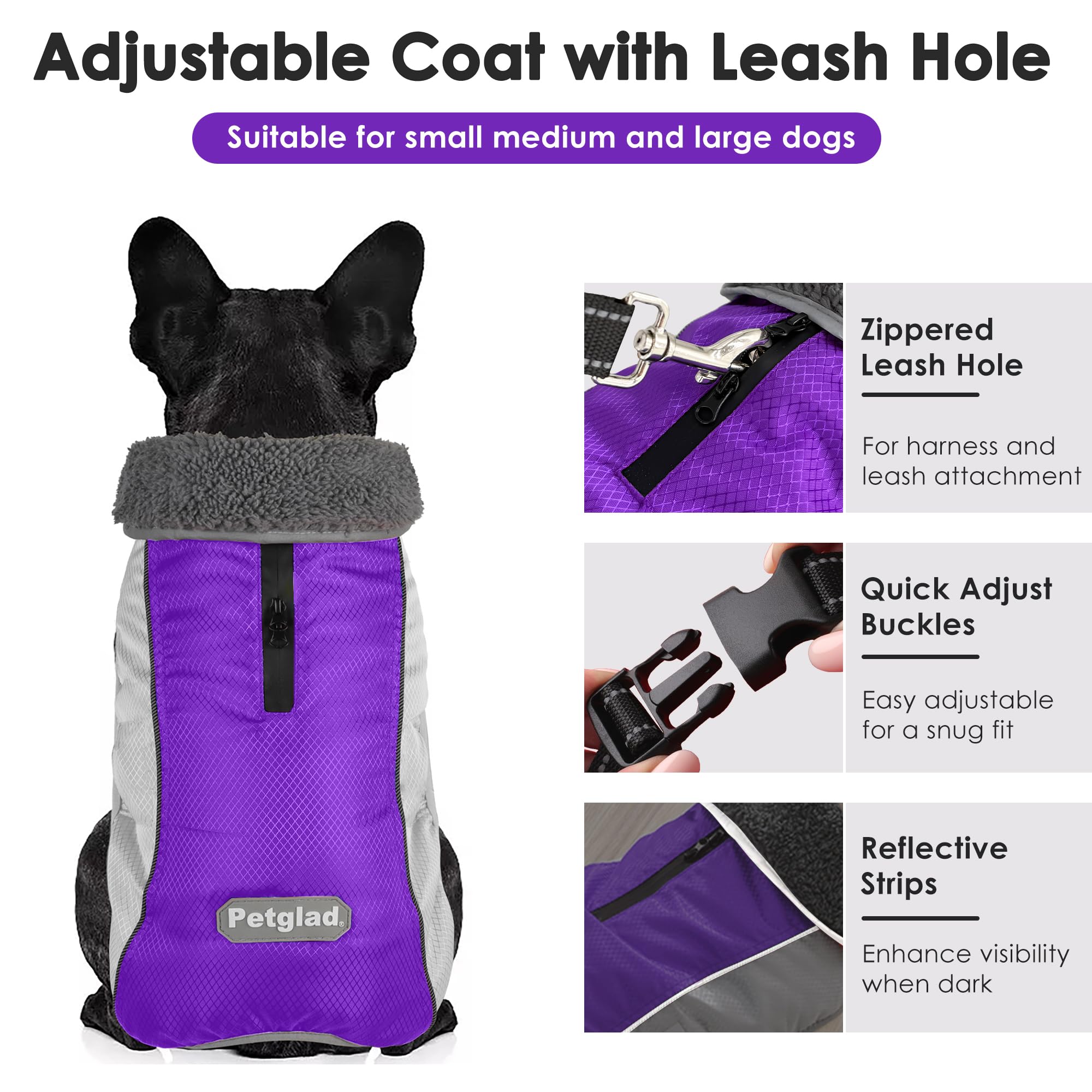 Petglad dog coat reflective stripes for safer night walks