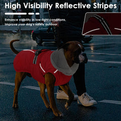 Petglad coat reflective trim in low light improves nighttime visibility