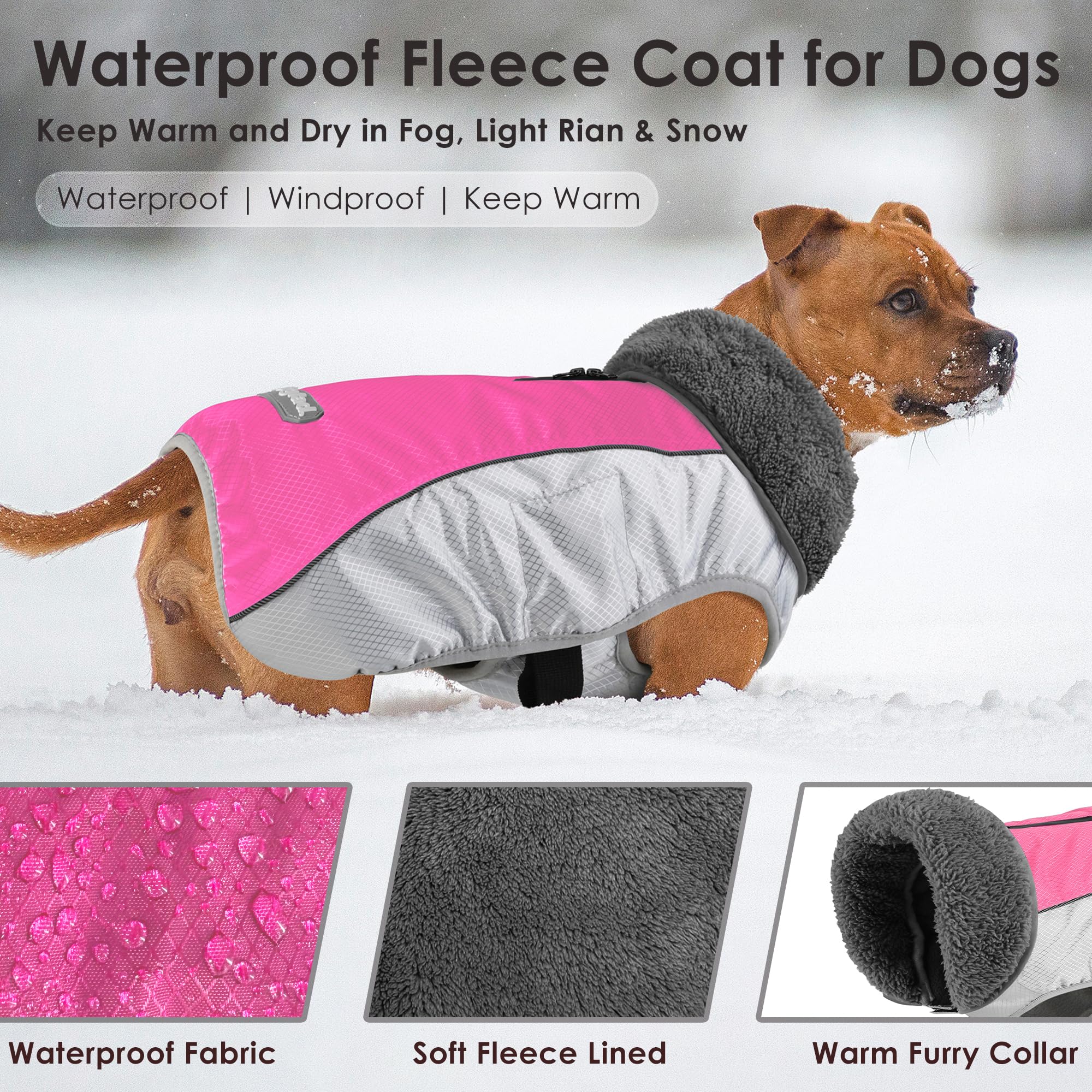 Petglad coat thick fleece lining provides warm, cozy comfort on cold walks.