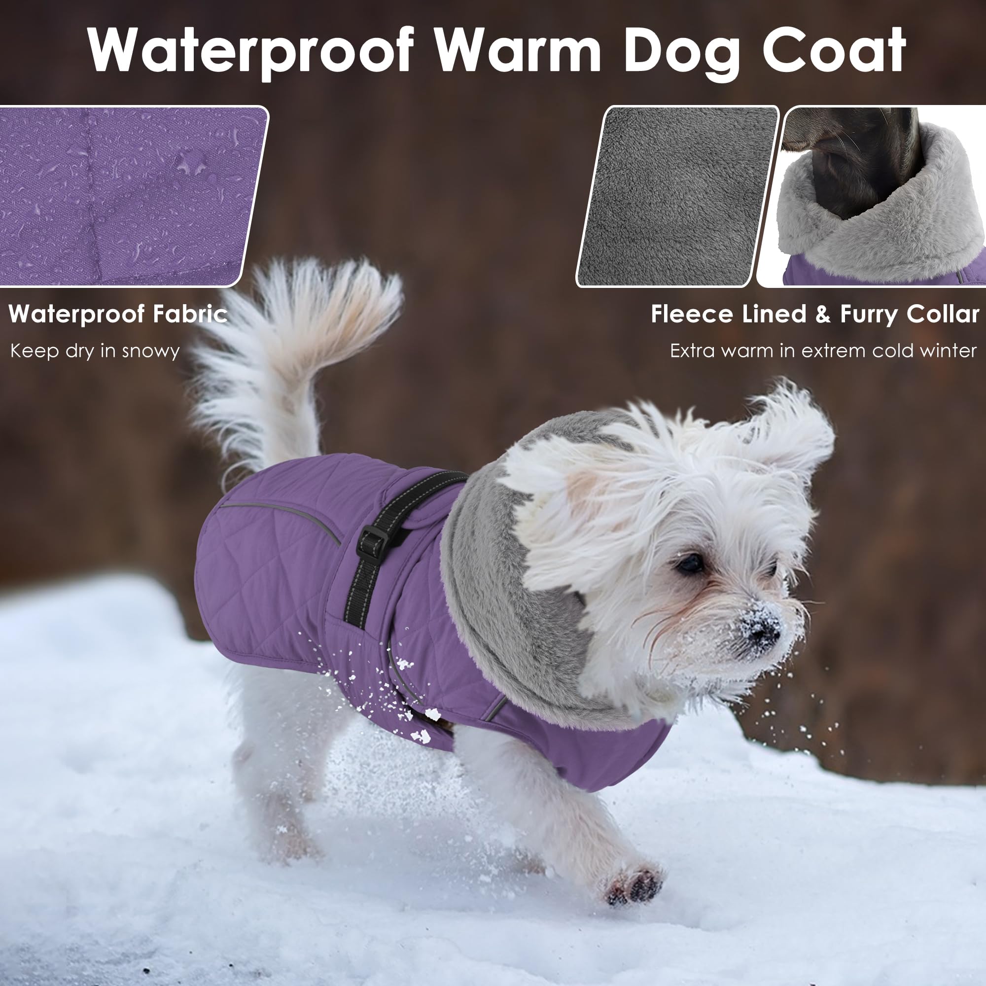Petglad dog coat fleece lining preserves body heat on cold hikes
