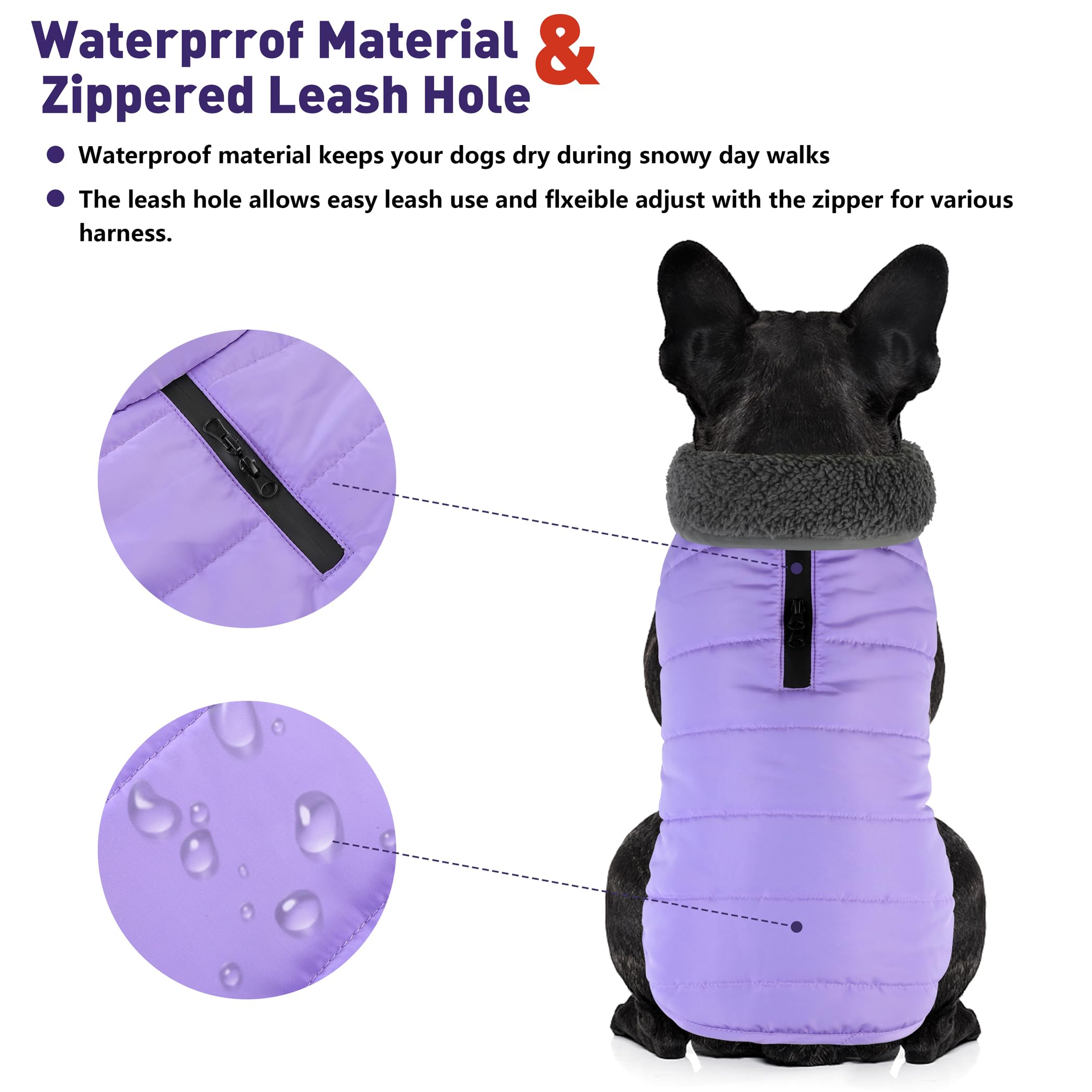 Petglad dog winter coat back view with adjustable strap for perfect fit