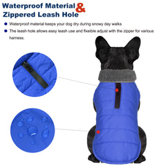 Petglad dog winter coat back view shows fleece lining and snug fit.