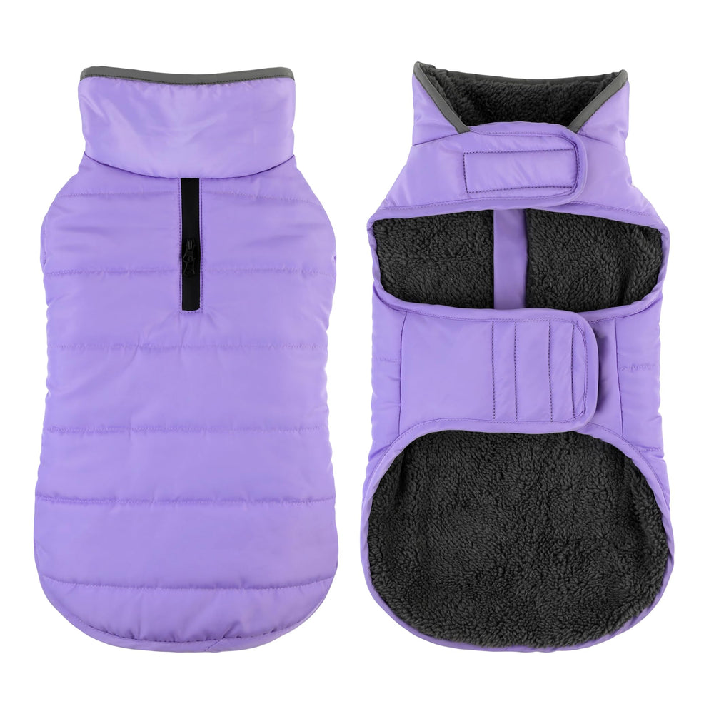 Petglad dog winter coat front view showing cozy fleece lining for warmth