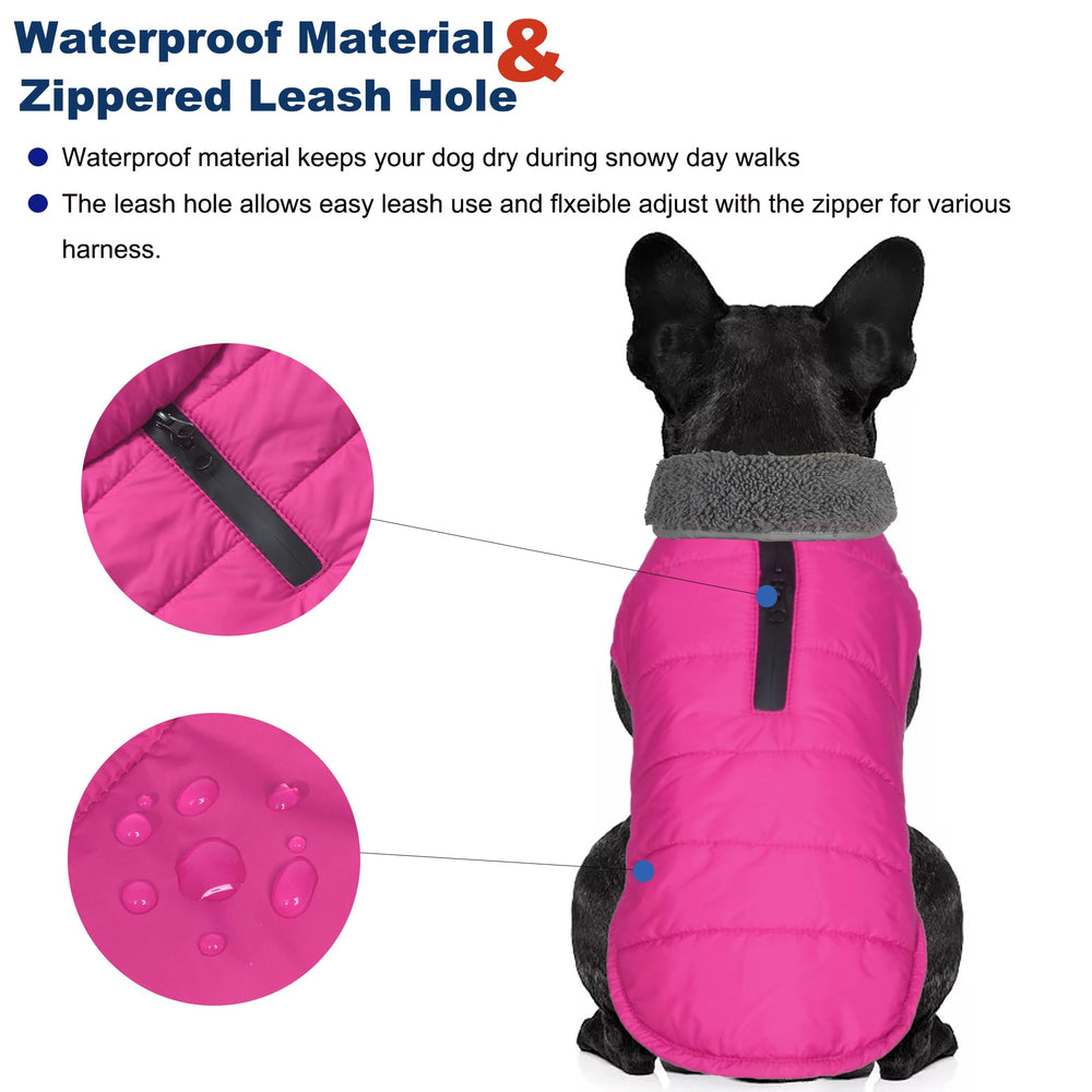 Petglad dog winter coat waterproof fabric shields from snow and fog during outings.