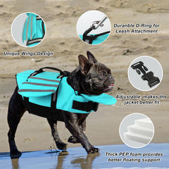 Petglad Wings dog life jacket adjustable chest strap with Velcro for a snug fit