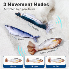Petgravity fish toy with tap-activation demonstrating responsive movement.