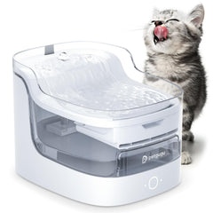 PETGUGU Cat Water Fountain top view shows 8-layer filtration for clean, refreshing water.