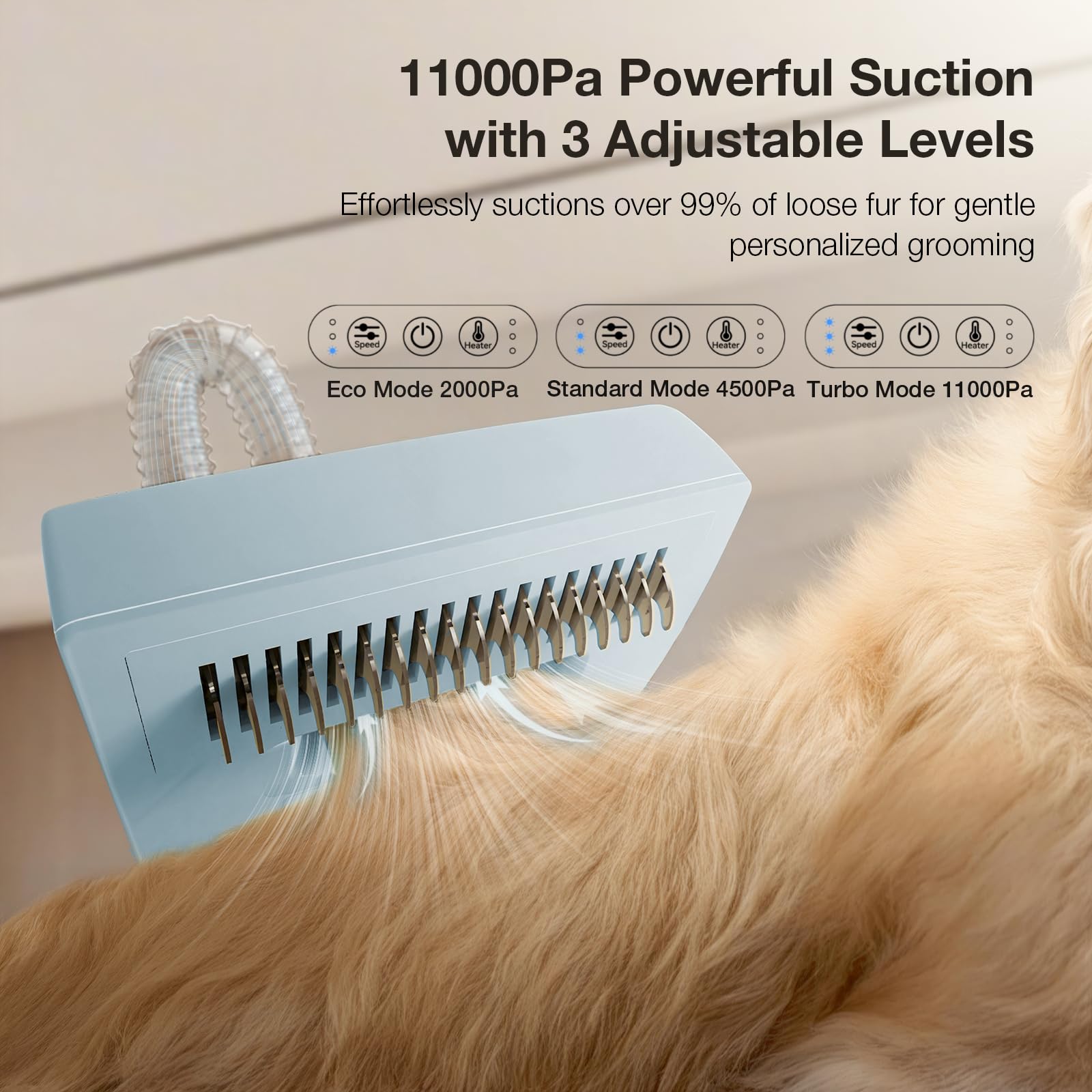 PETGUGU dog grooming kit heat-dryer nozzles enable safe quick drying.