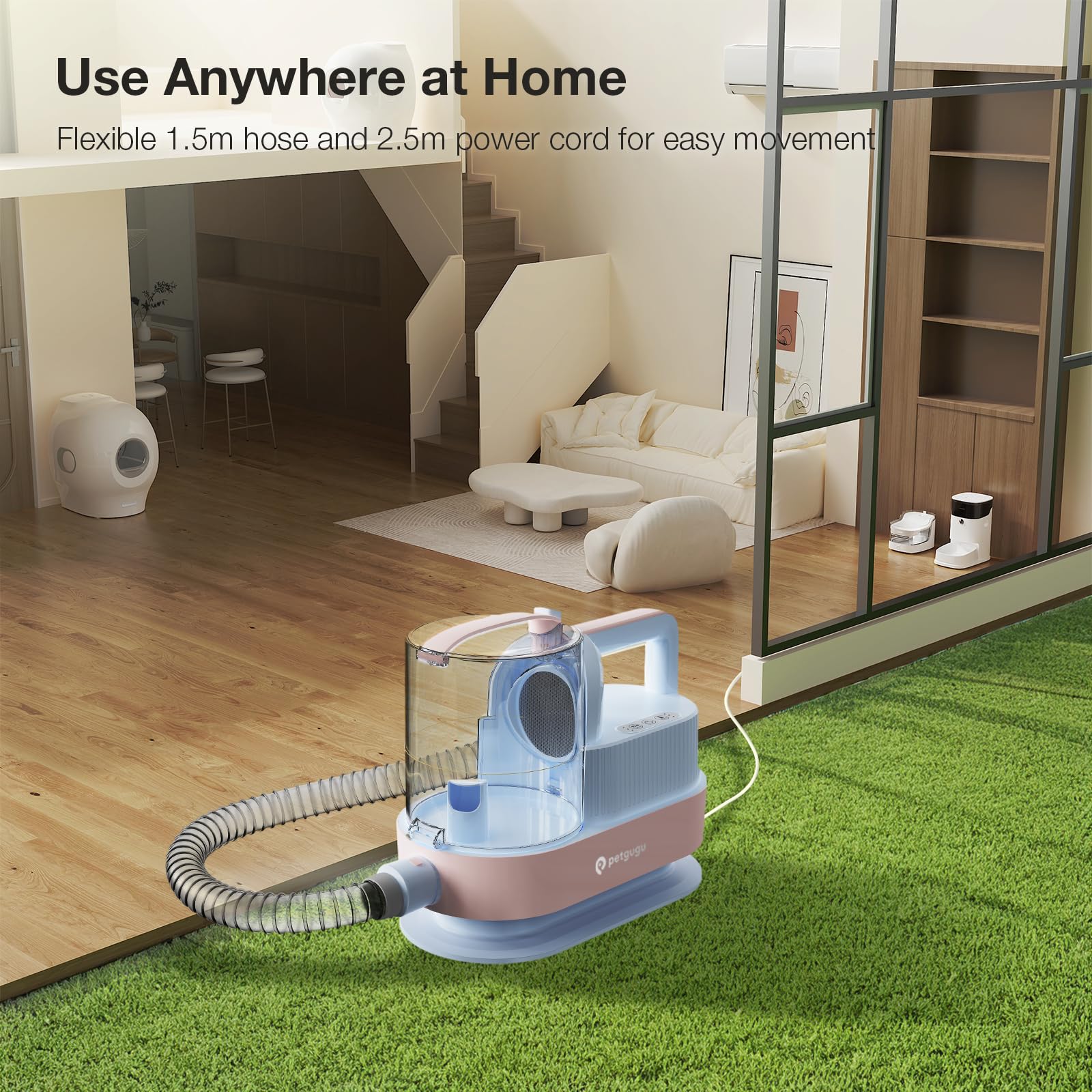 PETGUGU dog grooming kit quiet operation emphasizes calm pets.