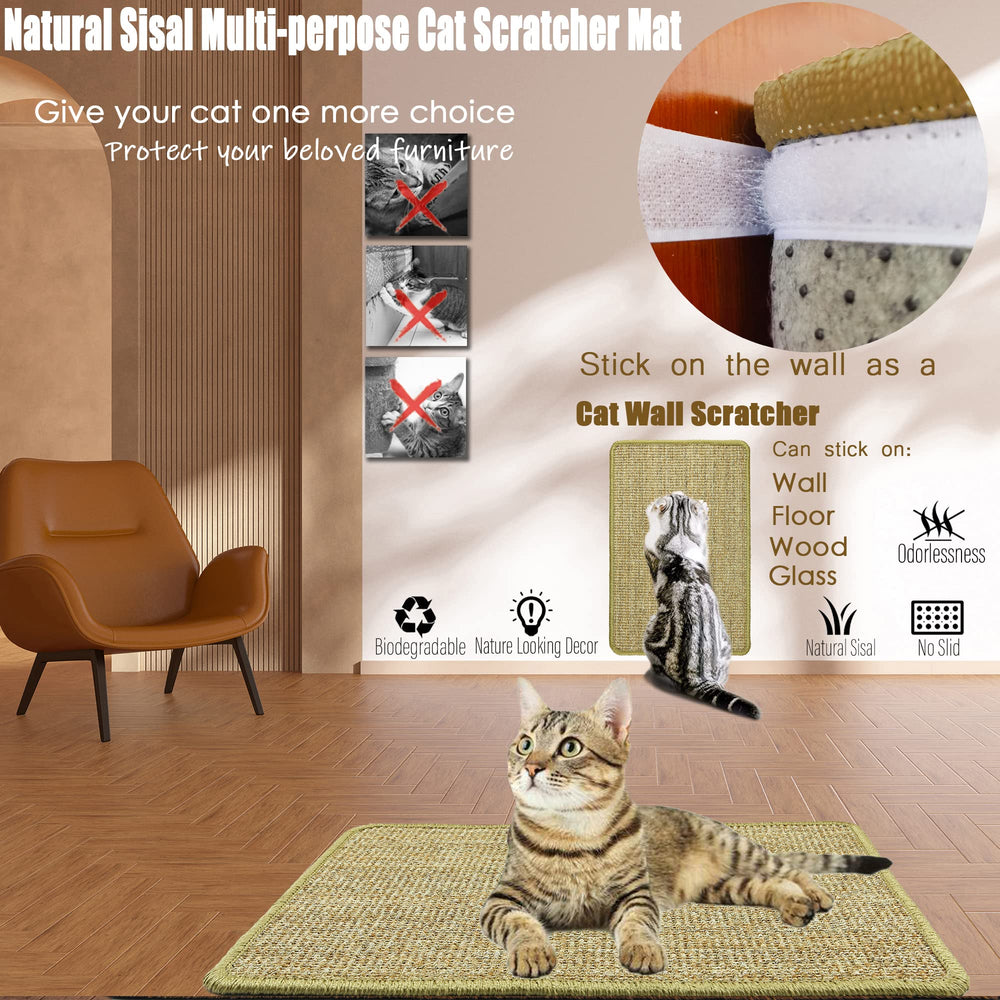 Pethave Cat Scratcher Mat durable sisal weave supports long-time scratching