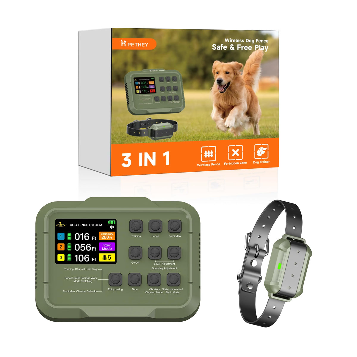 PETHEY 2025 boundary accuracy display shows real-time distance for safe containment.