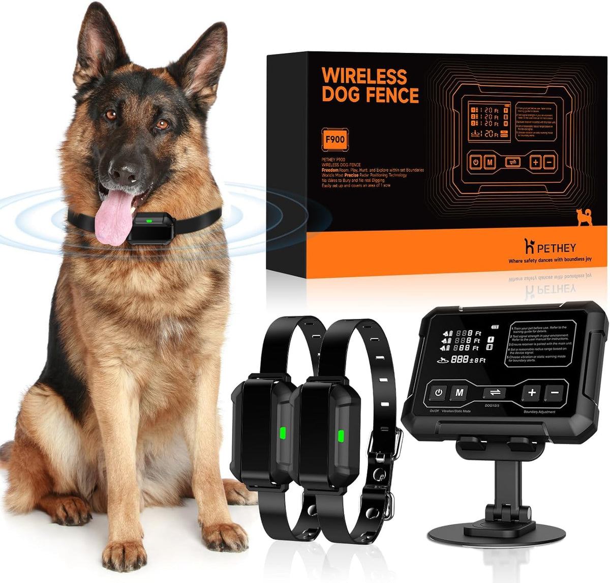 PETHEY F900 boundary radar setup shows precise fencing for safe outdoor play