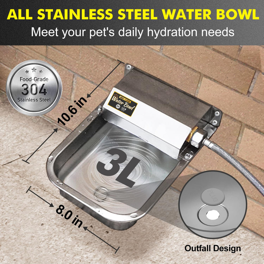 PETHIND 3L outdoor stainless steel water bowl offers durable outdoor hydration.
