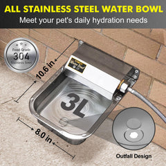 PETHIND 3L outdoor stainless steel water bowl offers durable outdoor hydration.