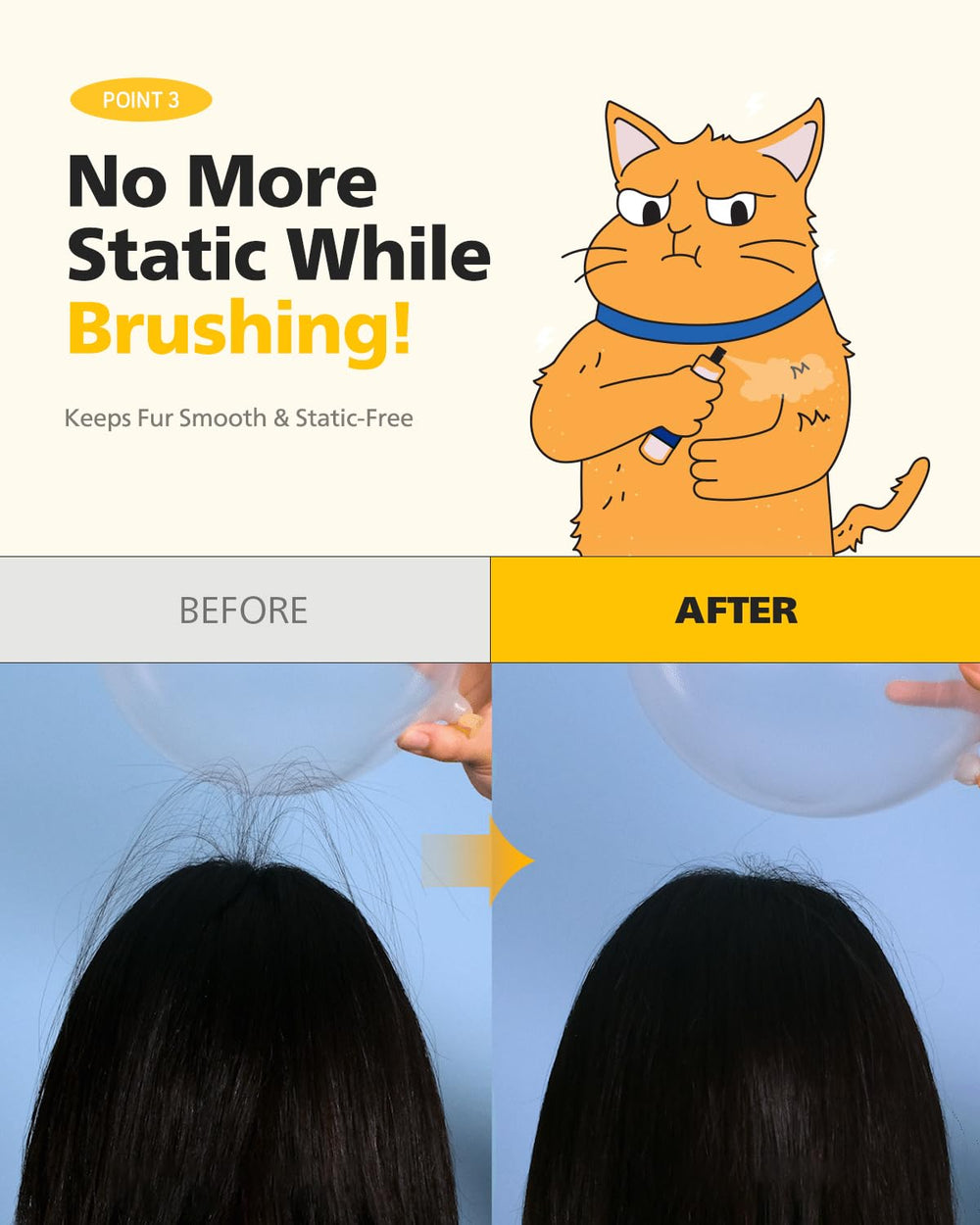 PETHROOM coat hydration glow visible on cat fur after application.