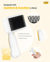 PETHROOM Coated tips glide through dog fur for comfortable brushing.