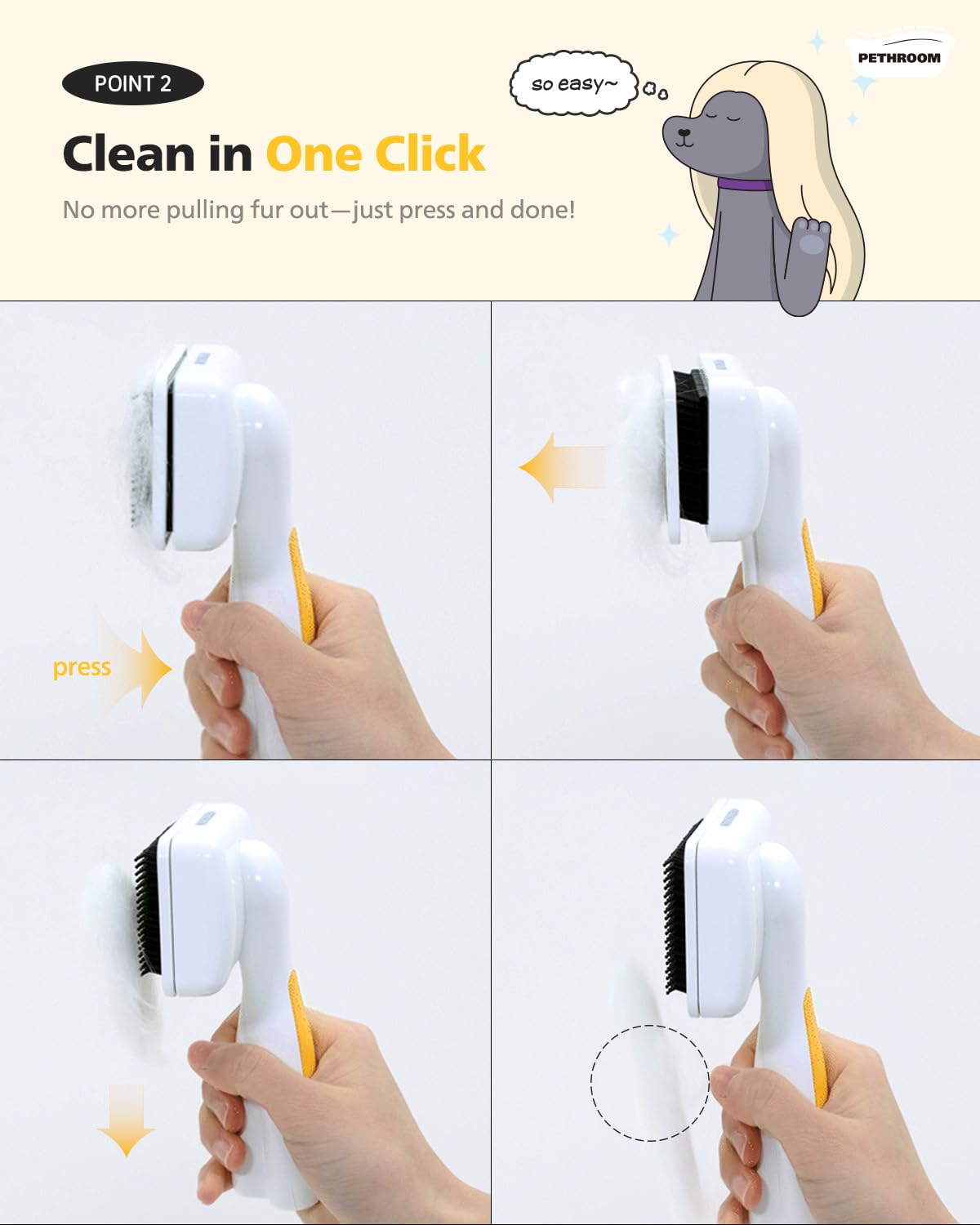 PETHROOM Regular brushing helps maintain a healthy coat and smooth fur.