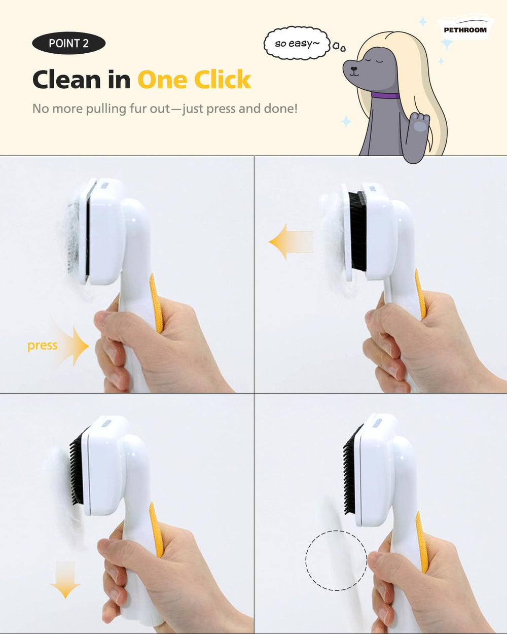 PETHROOM Regular brushing helps maintain a healthy coat and smooth fur.
