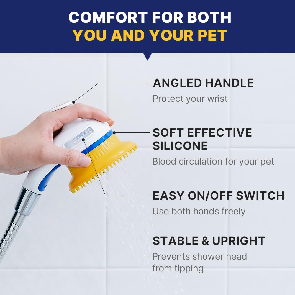 PETHROOM Soft Silicone Head is gentle on skin for sensitive pets.