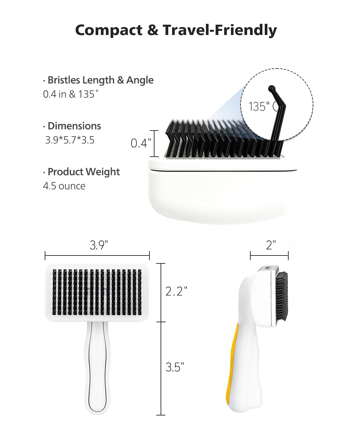 PETHROOM Lightweight, travel-friendly grooming brush for home or on-the-go use.