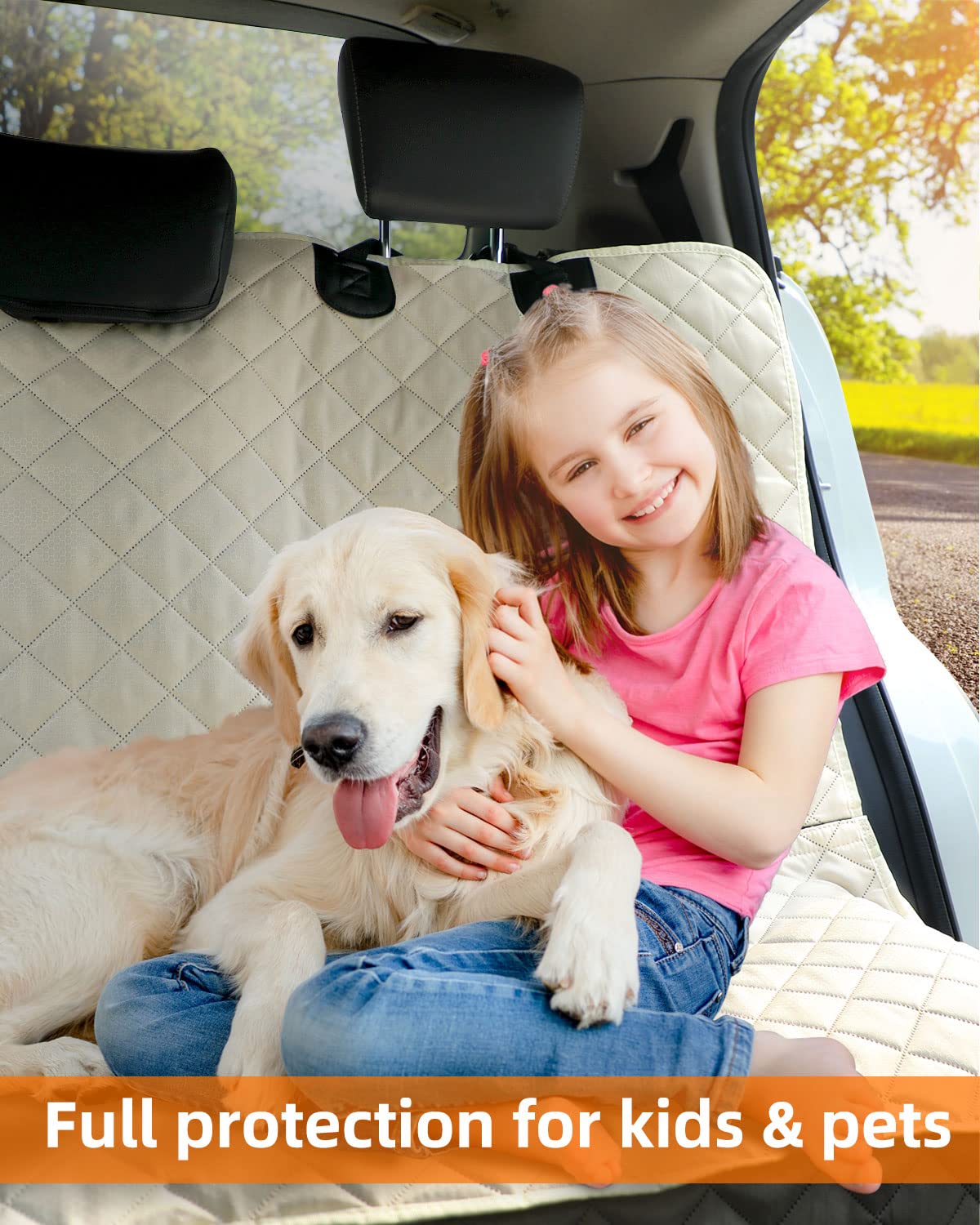 PETICON beige bench seat cover 52W x 48L fits cars, SUVs, trucks to protect interiors.