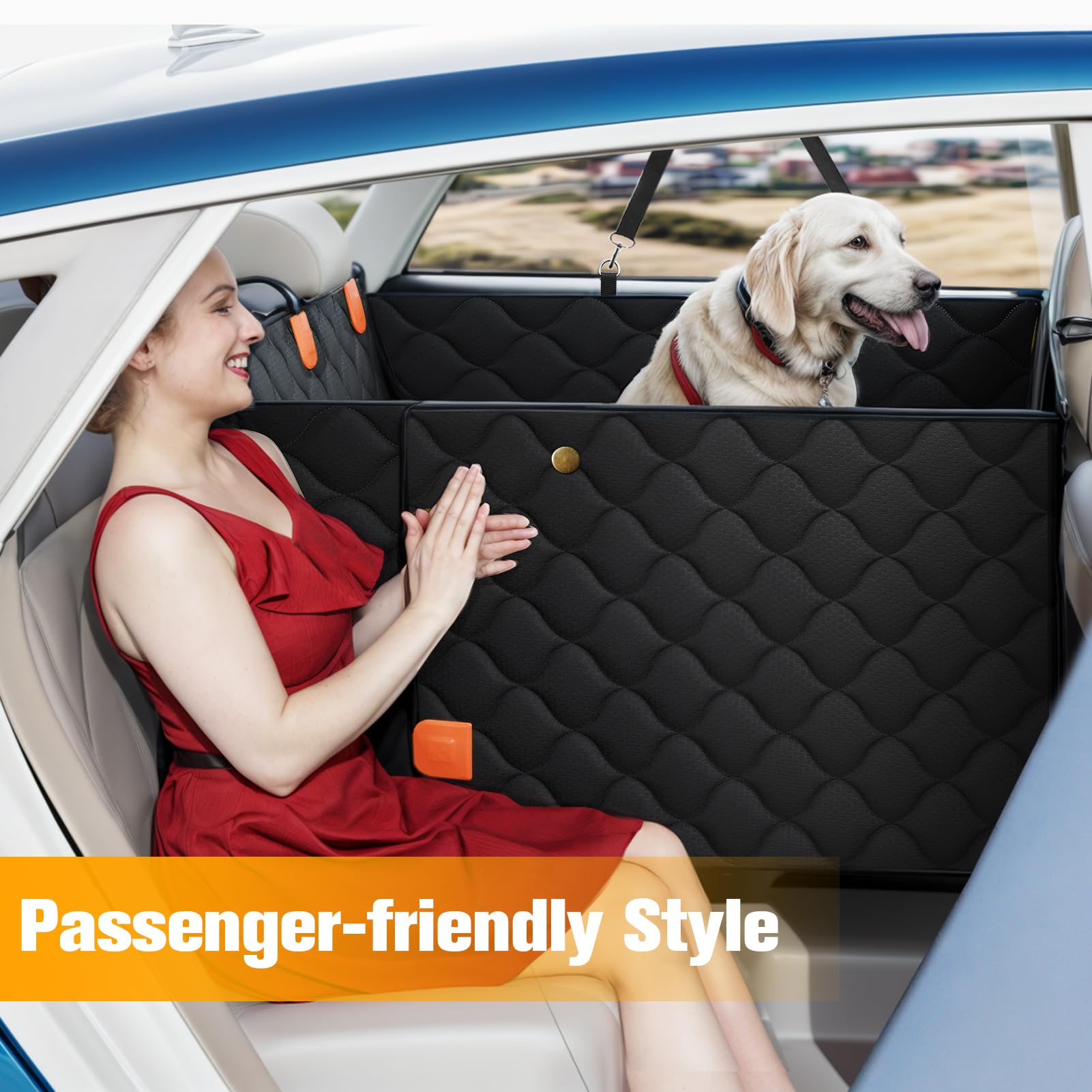 PETICON back-seat-extender-foldable cover demonstrates versatile pet car protection.