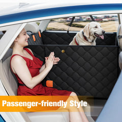 PETICON back-seat-extender-foldable cover demonstrates versatile pet car protection.