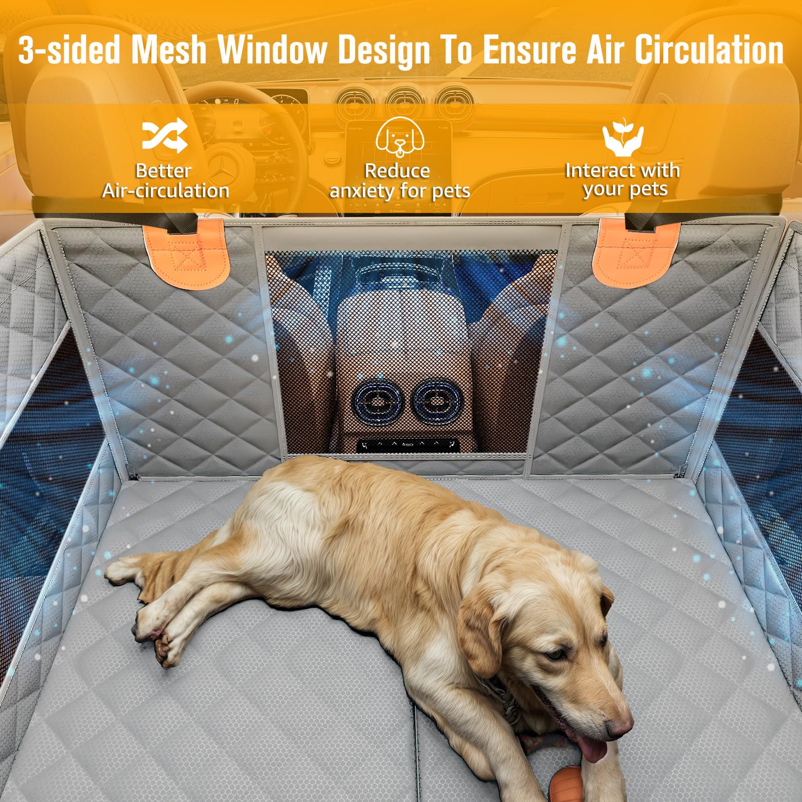 PETICON back-seat protector contains hair and dirt for easier cleaning
