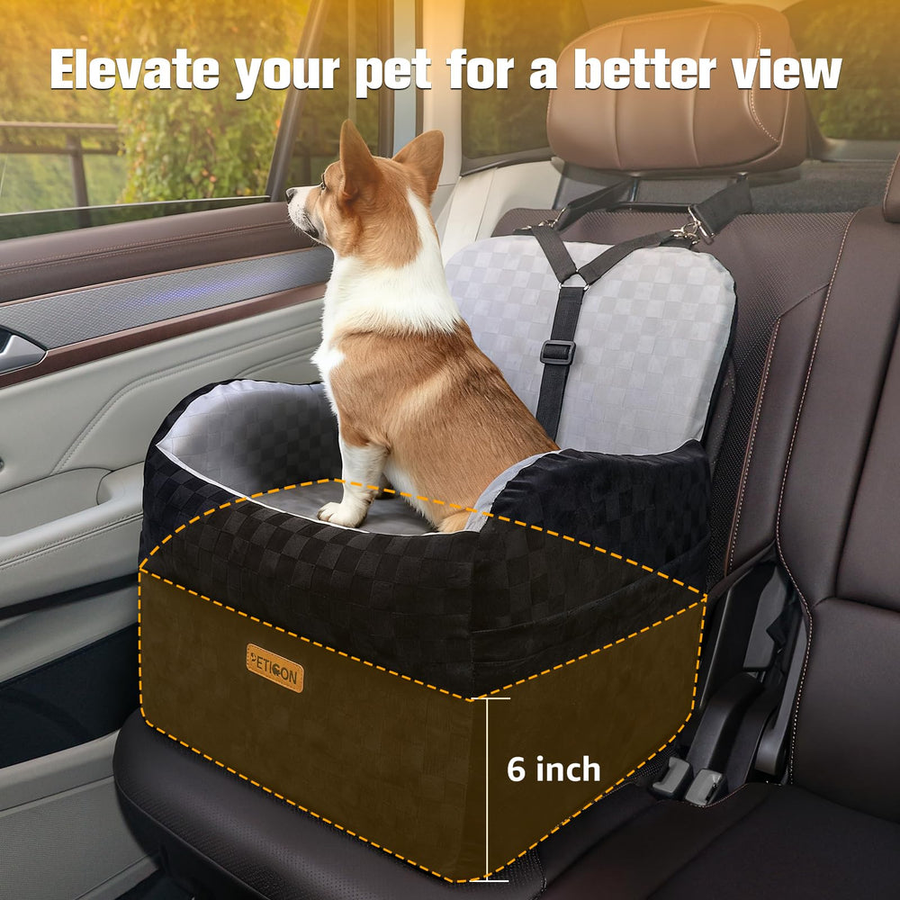 PETICON built-in headrest and thick sidewalls cradle dogs for added neck support on trips.