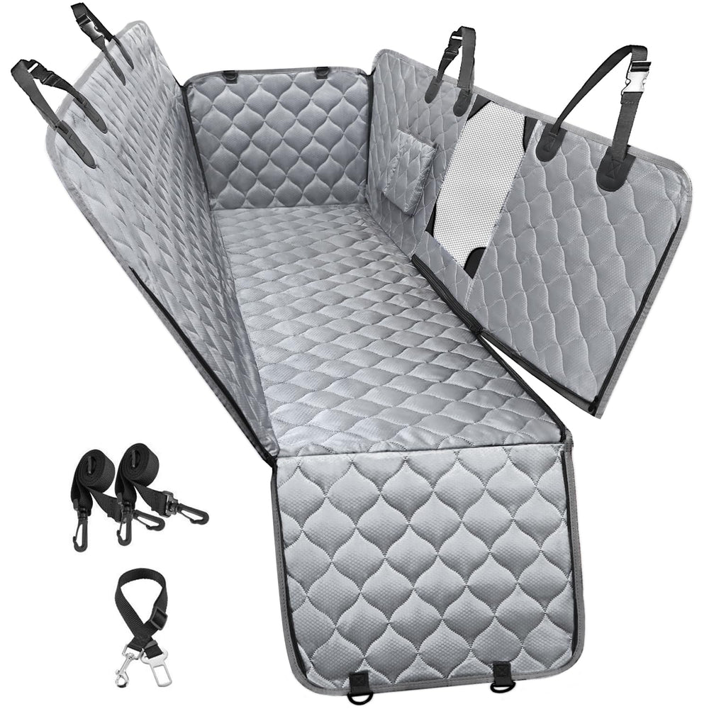 PETICON dog car seat cover with mesh window provides airflow during trips.