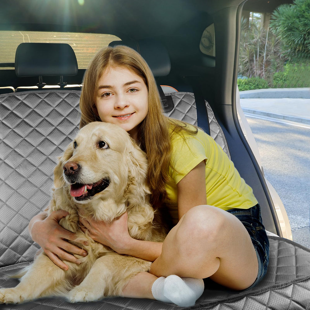 PETICON easy-clean back seat cover wipes clean after rides.