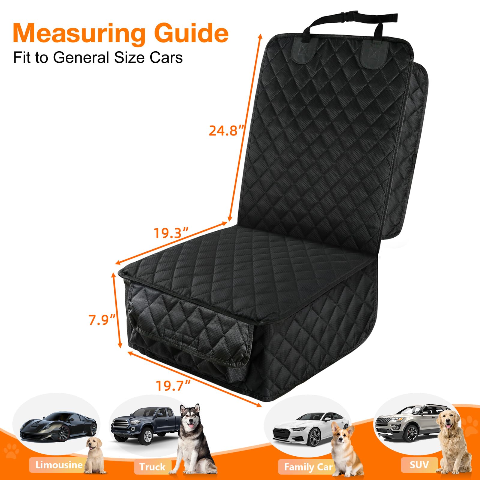 PETICON front-seat-cover easy-installation with buckles and seat anchor