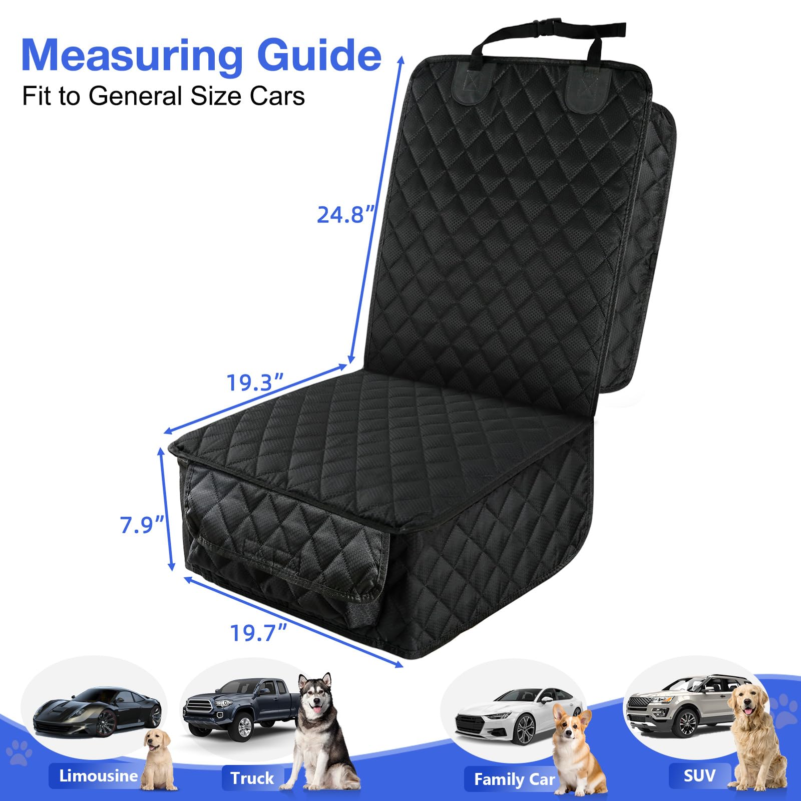 PETICON front seat cover fits cars, trucks, SUVs, and more.