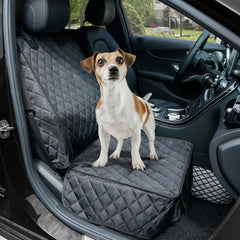 PETICON front seat cover with storage pocket for leashes and toys.