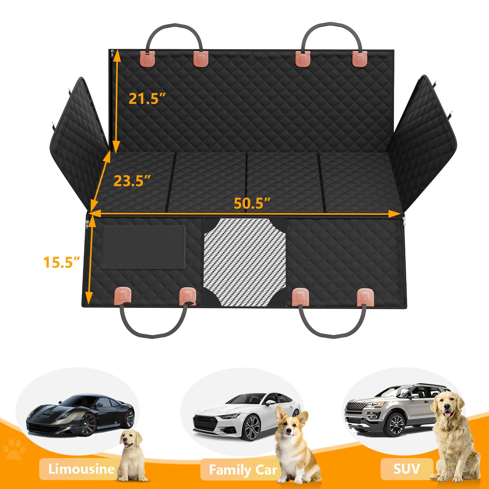 PETICON non-slip bottom keeps cover in place during turns.