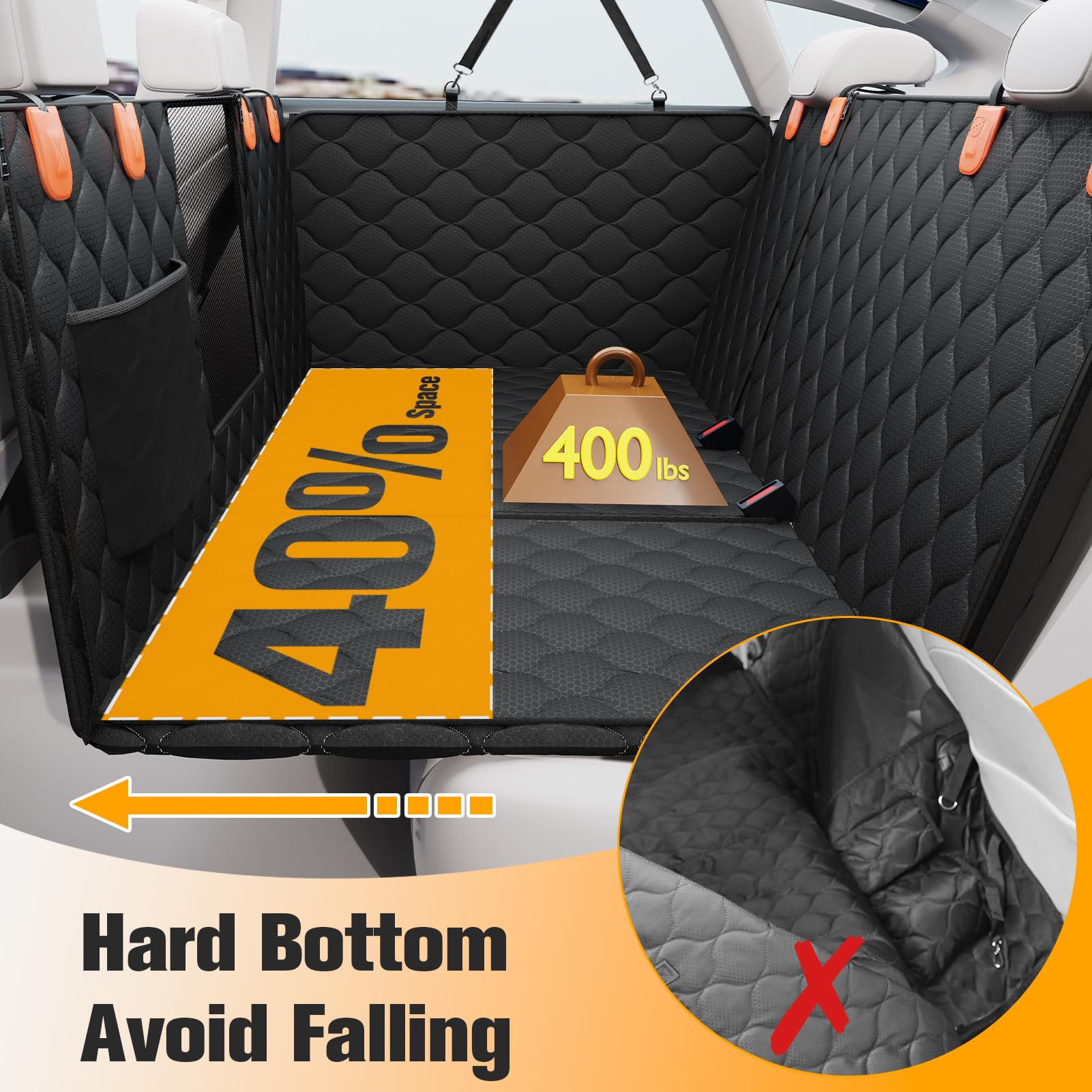 PETICON non-slip-rubber-backing keeps the cover in place during driving.