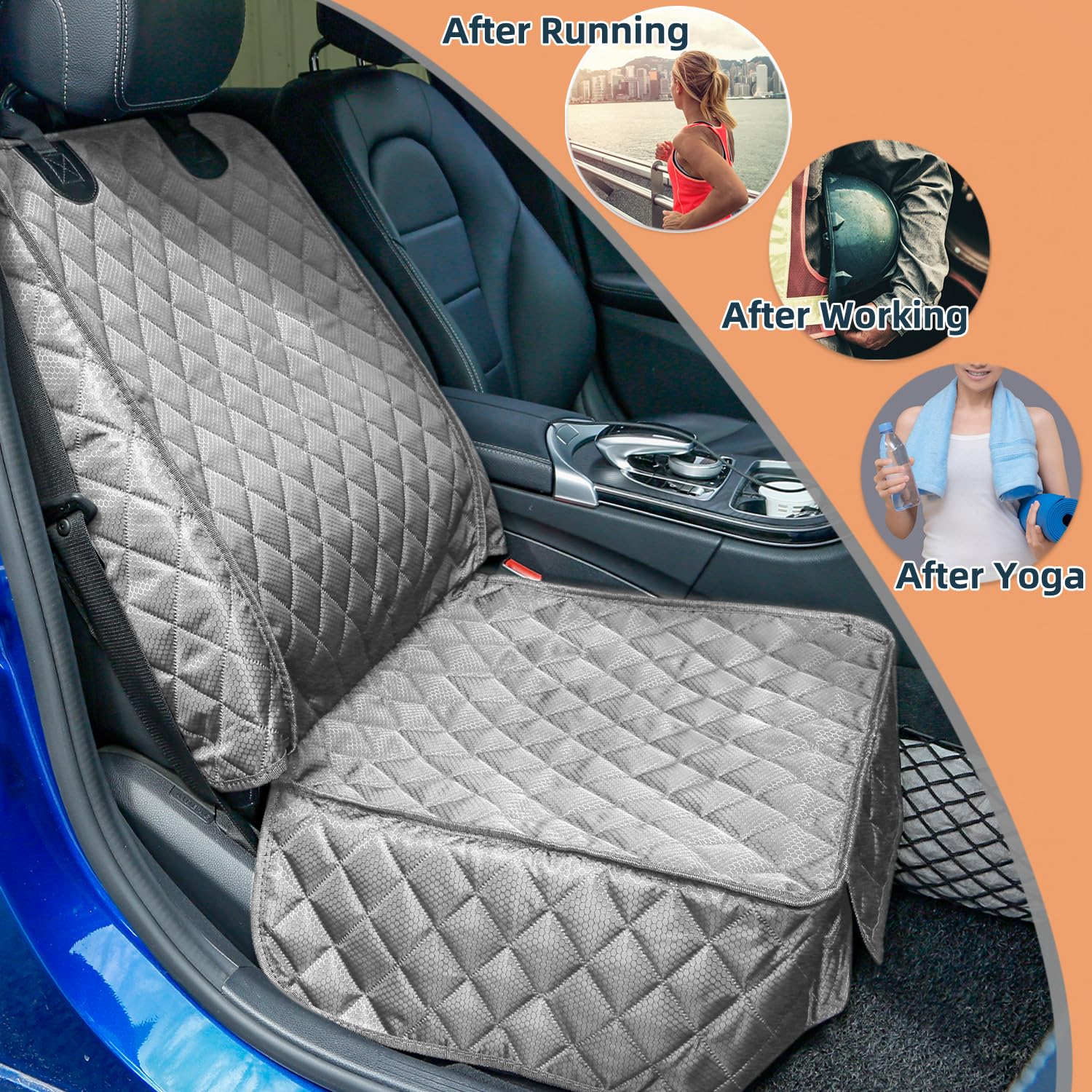 PETICON front seat cover with side flaps shields seat ends from claws.