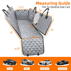PETICON car seat cover with durable side flaps protects doors and contains the dog.
