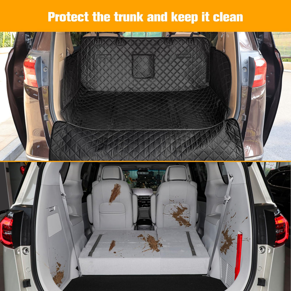 PETICON SUV Cargo Liner bumper flap edge protects trunk during entry