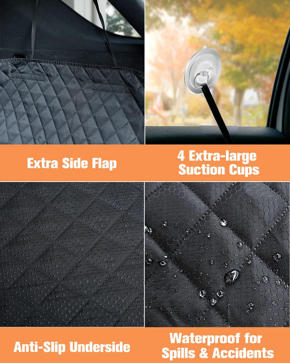 PETICON SUV Cargo Liner bumper flap protector prevents scratches at trunk entry.