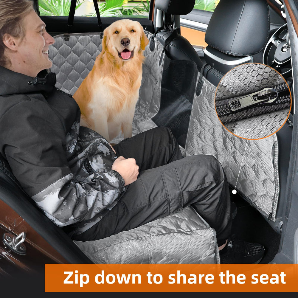 PETICON waterproof back seat cover keeps seats dry with muddy paws.