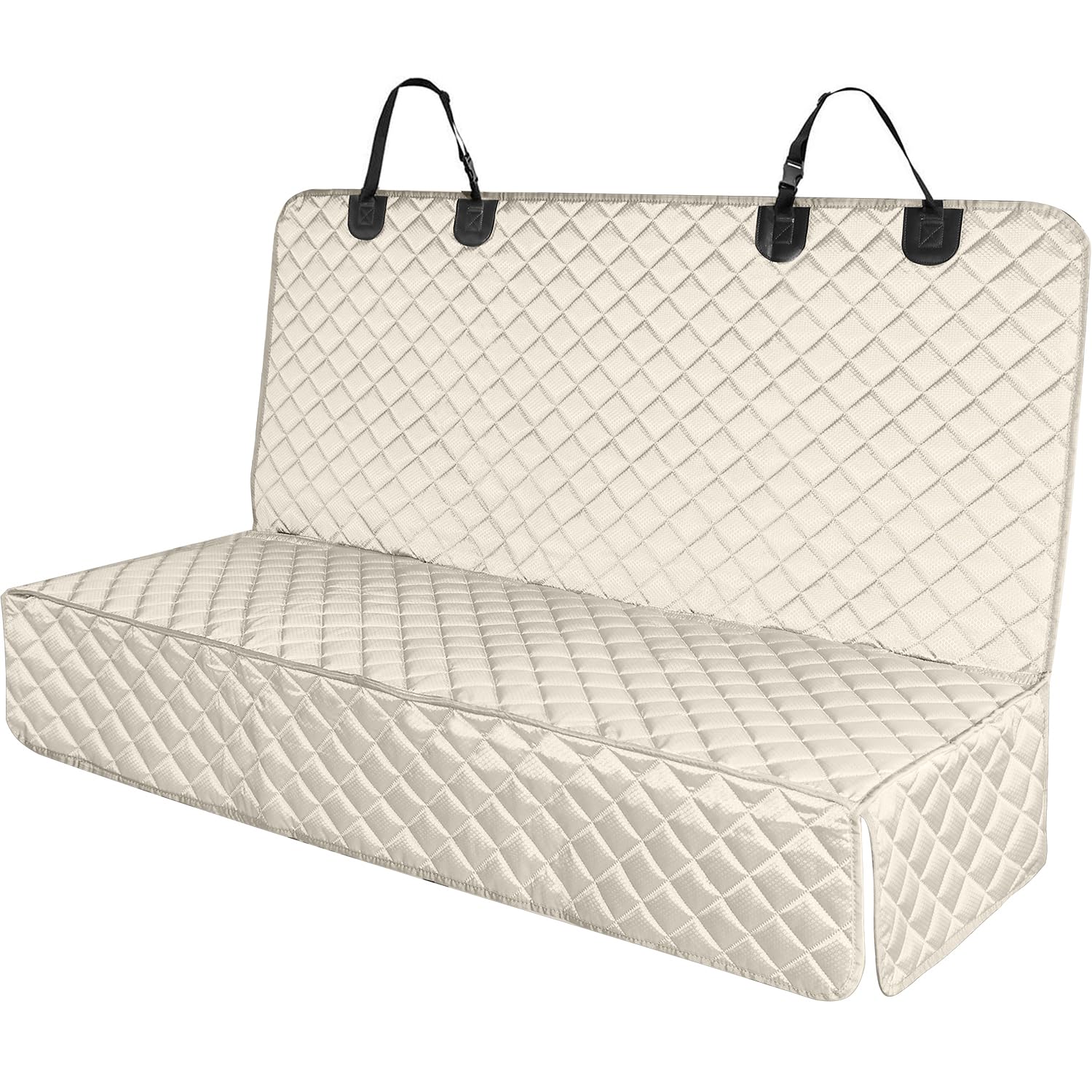 PETICON waterproof bench seat cover in beige protecting car seats from spills and fur.