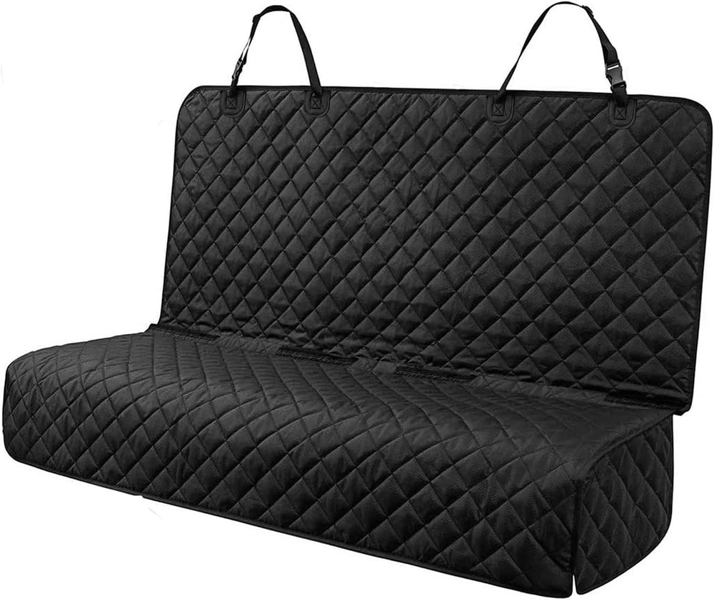 PETICON waterproof bench seat cover in car protects upholstery from fur and spills.
