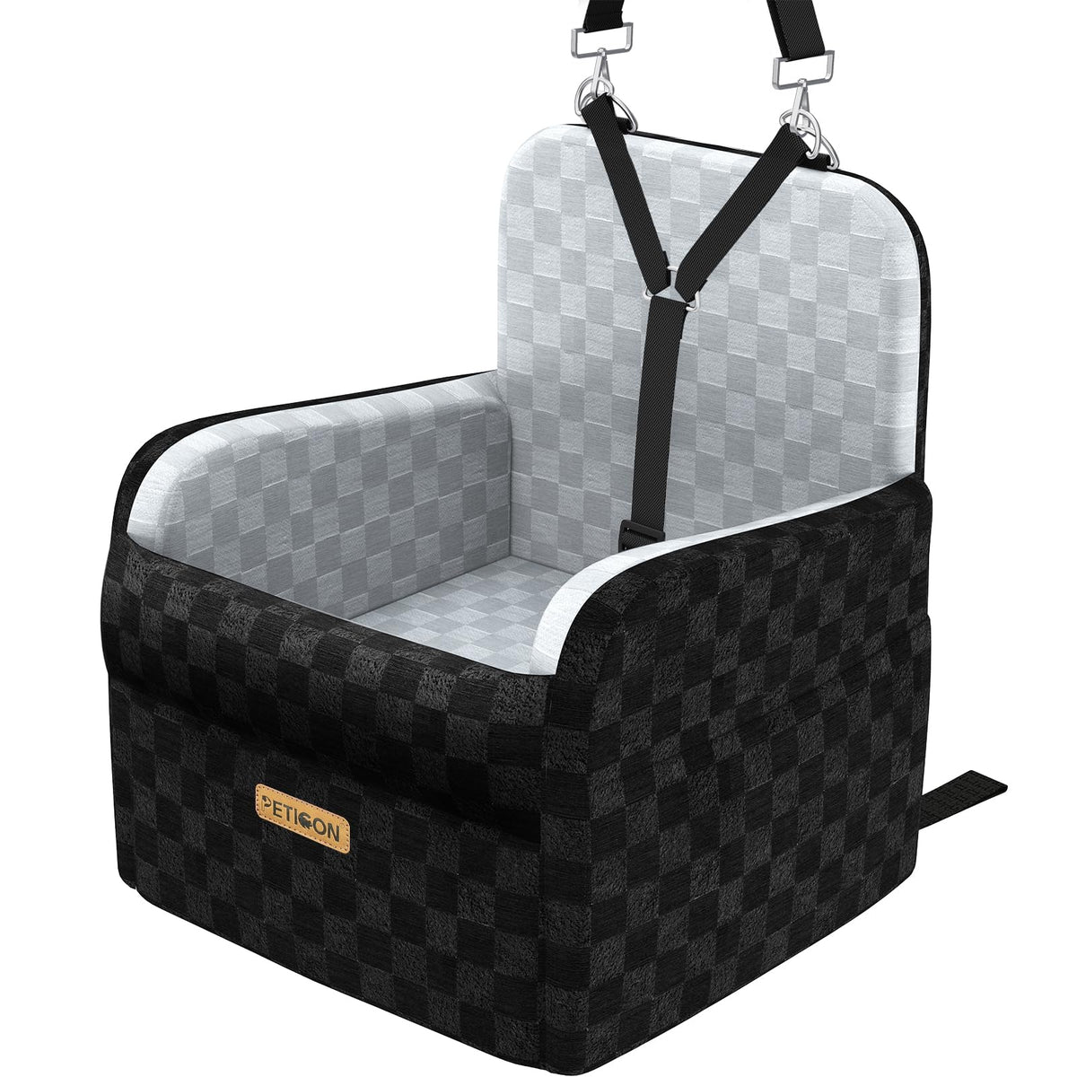 PETICON waterproof dog car seat front view shows protective liner that helps keep cars clean.