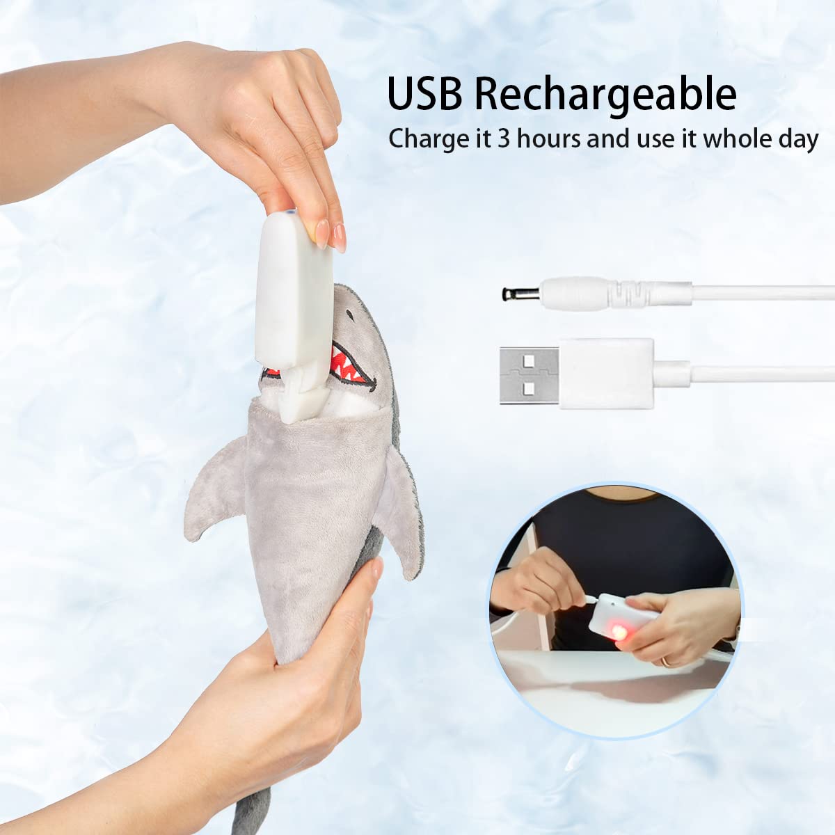 Petiepaw flopping fish toy USB rechargeable for mess-free, cost-saving fun.